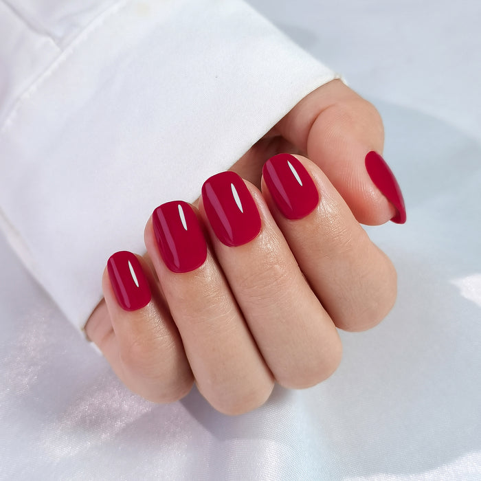 Opera Bar Red Short Press-On Gel Nails