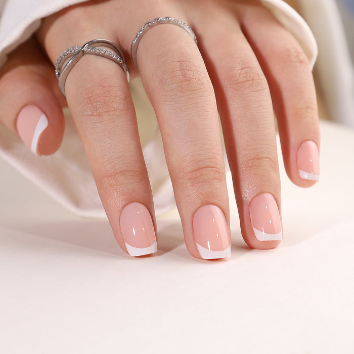 Shelly Beach French Tip Square Press-On Gel Nails