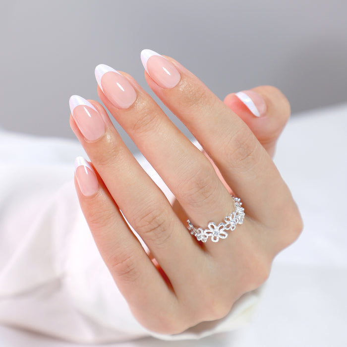 Harbour Glow White French Tip Press-On Gel Nails