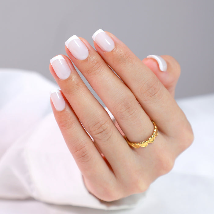 Clovelly Milk White French Tip Square Press-On Gel Nails